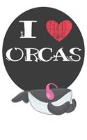 I Heart Orcas: A Cute Orca Lovers Journal / Notebook / Diary Perfect for Birthday Present or Christmas Gift Great for kids, Teens or Students(6x9 - 110 Blank Lined