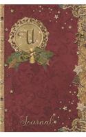 U Journal: Vintage Christmas Initial U Monogram Notebook: Journal Style Blank Lined Cream Paper Decorated Interior