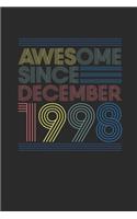 Awesome Since December 1998: Graph Paper Notebook - 21 years old Birthday Gift or 21st Anniversary Gift Idea
