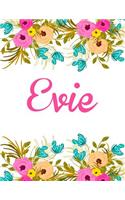 Evie: Personalised Name Notebook/Journal Gift For Women & Girls 100 Pages (White Floral Design)