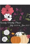 Weekly Monthly Planner July 2020 to June 2021: Black Color, Calendar Book July 2020-June 2021 Weekly/Monthly/Yearly Calendar Journal, Large 8.5" x 11" 365 Daily journal Planner, 12 Months July-Ju