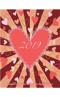 2019 Beautiful Open Heart Academic Year Monthly Planner: July 2018 To December 2019 Weekly and Monthly Large 8.5x11 Organizer with Motivational Quotes