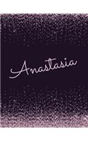 Anastasia: Anastasia lined personalized girls lined journal, notebook, blank book. Large Attractive journal: pink and black glitter texture effects. Arty styli