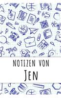 Notizen von Jen: Kariertes Notizbuch mit 5x5 Karomuster für deinen personalisierten Vornamen