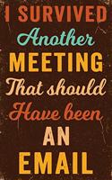 I Survived Another Meeting That Should Have Been an Email Notebook Vintage: Funny Wide-Ruled Notepad for Coworkers