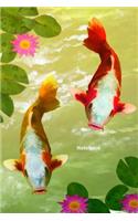 Notebook: Koi Carp fish notebook to write in. For Koi enthusiasts, pond keepers, kids, ideal gift, pretty cover, blank lined pages.
