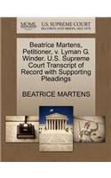 Beatrice Martens, Petitioner, V. Lyman G. Winder. U.S. Supreme Court Transcript of Record with Supporting Pleadings