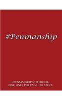 #Penmanship Notebook - nine lines per page, 120 pages: Skip line ruling 3/4" writing space, dotted midline, 3/8" skip line with burgundy cover. Suitable for grade 1-4 level children. Perfect for penmansh