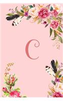 Monogram Initial Letter C Notebook for Women and Girls
