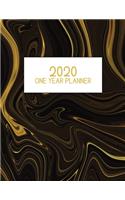 2020 One Year Planner: Jan 2020-Dec 2020, 1 Year Planner, gold black marbledigital paper cover, featuring 2020 Overview, daily, weekly, monthly view, areas for: to do list