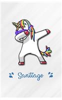 Santiago A5 Lined Notebook 110 Pages: Funny Blank Journal For Personalized Dabbing Unicorn Family First Name Middle Last. Unique Student Teacher Scrapbook/ Composition Great For Home Sch