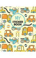 My Sticker Book: Funny Cars Trucks Cartoon Blank Sticker Collection Album To Put Stickers In, For Collecting, Drawing, Autographs, Sketchbook And Writing Notes - Gif