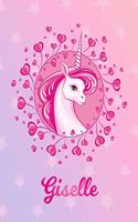 Giselle: Unicorn Large Blank Primary Sketchbook Paper - Pink Purple Magical Horse Personalized Letter G Initial Custom First Name Cover - Drawing Sketch Book