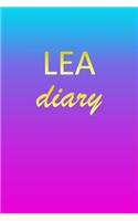 Lea: Journal Diary - Personalized First Name Personal Writing - Letter L Blue Purple Pink Gold Effect Cover - Daily Diaries for Journalists & Writers - J