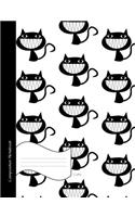 Cats Composition Notebook: Half College Ruled, Half Blank Book to write in for school, take notes, ideabook for teen girls and boys, students and teachers, homeschool, trendy 
