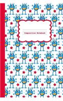 Composition Notebook: Blue Monster Print, 100 Pages, 6x9 inch, college ruled.