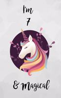 Unicorn Journal notebook I am 7 & Magical: 100 Pages of Lined paper for Writing or Drawing 7 Year Old Birthday Gift for Girls!