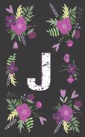 J: Letter J Initial Monogram Notebook, for Kids, Girls & Women - Pink Floral with letter j glossy and smooth finish cover, (6 x 9) 120 pages