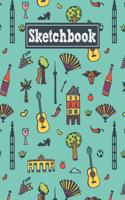 Sketchbook: 8.5 x 11 Notebook for Creative Drawing and Sketching Activities with Madrid Spain Themed Cover Design