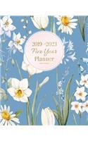 2019-2023 Five Year Planner White Flowers: 60 Months Planner and Calendar, Monthly Calendar Planner, Agenda Planner and Schedule Organizer, Journal Planner and Logbook, Appointment Notebook, 