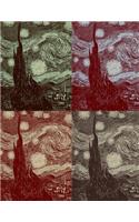 Notebook: Large Blank Sketchbook (Drawings, Illustrations) Van Gogh Starry Night Matte Modern