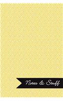 Notes & Stuff - Lined Notebook with Sunflower Yellow Key Maze Pattern Cover: 101 Pages, Medium Ruled, 6 x 9 Journal, Soft Cover