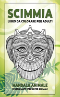 Libro da colorare per adulti - Disegni Anti stress per animali - Mandala Animale - Scimmia