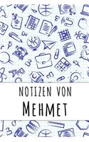 Notizen von Mehmet: Kariertes Notizbuch mit 5x5 Karomuster für deinen personalisierten Vornamen