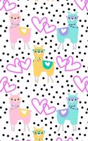 Llama Notebook: Cute Llamas Wearing Glasses, Hearts and Polka Dot Pattern Lined Composition Journal - Pink Blue Yellow Black Note Pad with Lines for Girls Boys Teen