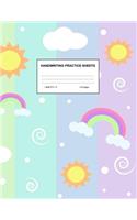 Handwriting Practice Sheets: Cute Blank Lined Paper Notebook for Writing Exercise and Cursive Worksheets - Perfect Workbook for Preschool, Kindergarten, 1st, 2nd, 3rd and 4th Gr