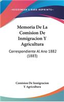 Memoria de La Comision de Inmigracion y Agricultura: Correspondiente Al Ano 1882 (1883)