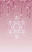 Metatron's Cube Pink Glitter Dripping Paint 8.5 x 11 150 Pages College Ruled Lined Journal Notebook
