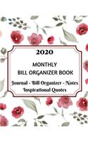 2020 Monthly Bill Organizer Book