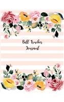 Bill Tracker Journal: Monthly Daily Spending Credit Bill Payment Logbook with Checklist - 8.5 x 11 inch - Water Color Flora Blooming with Pink Line Cover