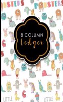 8 Column Ledger: Accounting Journal, Bookkeeping Ledger Book, Ledger Receipt Book, Cute Monsters Cover, 8.5 x 11, 100 pages