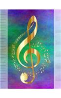Songwriting Notebook: Staff & Ruled Paper - Music Notebook - 8.5 X 11 - Blank Sheet Music & Lined Manuscript Paper - 6 Stave - 100 Pages - Gold Treble Clef Cover