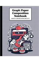 Graph Paper Composition Notebook Quad Rule 5x5 Grid Paper - 150 Sheets (Large, 8.5 x 11"): Cassette Rock Star