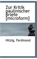 Zur Kritik Paulinischer Briefe [Microform]