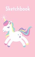 Sketchbook: Cute Kawaii Pink Unicorn Sketchbook for Girls: 100 Large 8.5" x 11" Blank White Pages