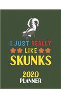 I Just Really Like Skunks 2020 Planner: Weekly Monthly 2020 Planner For People Who Loves Skunks 8.5x11 67 Pages