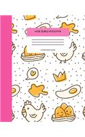 Wide Ruled Notebook Composition Book: Cute Novelty Gift for Girls, Boys, Teens & Back to School Students. 8" x 10" 120 Pages. Chicken Nest Cover