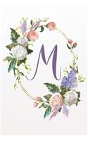 M: White Pink Floral 6"x9" Lined Notebook