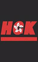 Hgk: Hongkong notebook with lined 120 pages in white. College ruled memo book with the Hong Kong flag