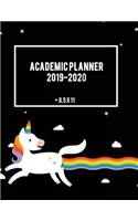Academic Planner 2019-2020 8.5 x 11: Unicorn Black Color Book, Two year Academic 2019-2020 Calendar Book, Weekly/Monthly/Yearly Calendar Journal, Large 8.5" x 11" Daily journal Planner,