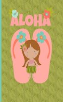 Multipurpose Wide Ruled Paper Notebook - Composition - Journal - Diary: Little Girl Aloha Luau Dancing Flip Flops Thongs Notebook - 8.5" x 11" - 150 pages (75 sheets) Wide Ruled Lined Paper. Glossy Cover.