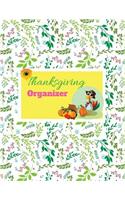 Thanksgiving Organizer: Green Leaves Design Cover: Planner With Menu Planner Recipe Pages All In On Guest Book, Recording Celebration Memorial Keepsake Notebook For Family 