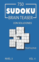 750 Sudoku Brain Teaser Triathlon B con soluciones Nivel 3 Vol. 4