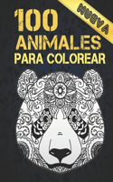 100 Animal Para Colorear: Libro para colorear para adultos con patrones de animales y mandalas (¡Leones, elefantes, búhos, caballos, perros, gatos y muchos más! 100 Animal Pa