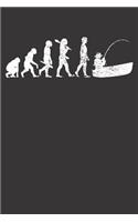 Fishing Notebook: Fishing Boat Lake Sea Fisher Evolution Vintage 6x9 Dot Grid Dotted 120 Pages for School College