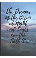 She Dreams of the Ocean Journal: Ocean dreams Blank Lined Notebook